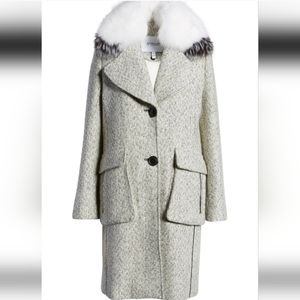 Derek Lam 10 Crosby Tweed Fox Fur Coat